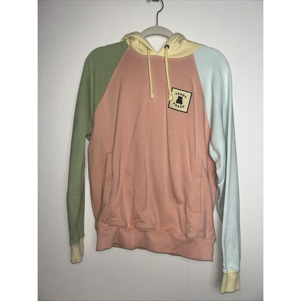 Teddy Fresh Pastel Color Block Hoodie Size Medium Pockets